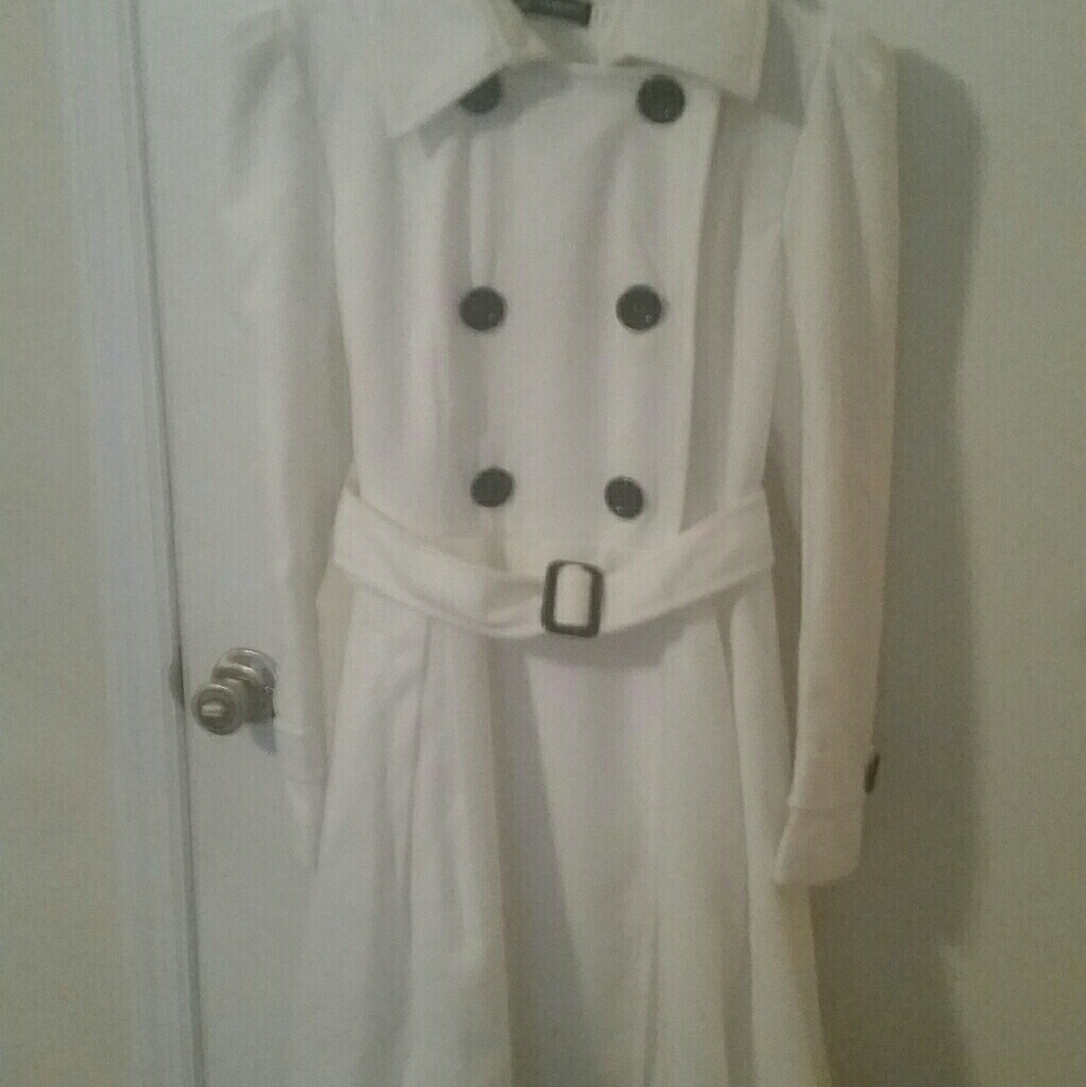 White double breasted woman's trench coat